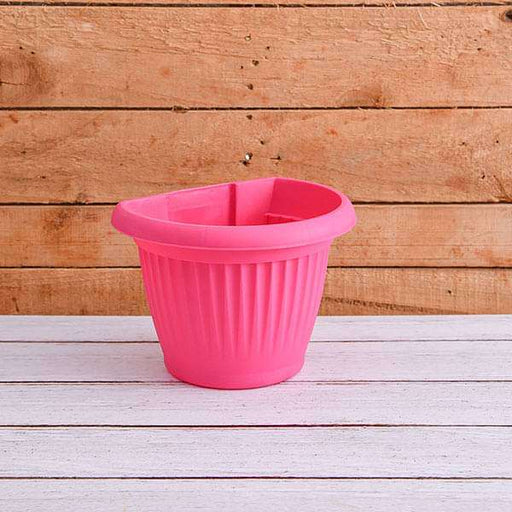 7.9 inch (20 cm) bello wall mounted d shape plastic planter (dark pink) (set of 6) 