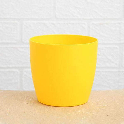 9.1 inch (23 cm) ronda no. 2320 round plastic planter (yellow) (set of 3) 