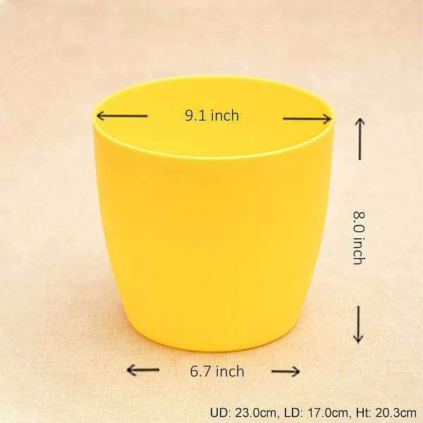 9.1 inch (23 cm) ronda no. 2320 round plastic planter (yellow) (set of 3) 