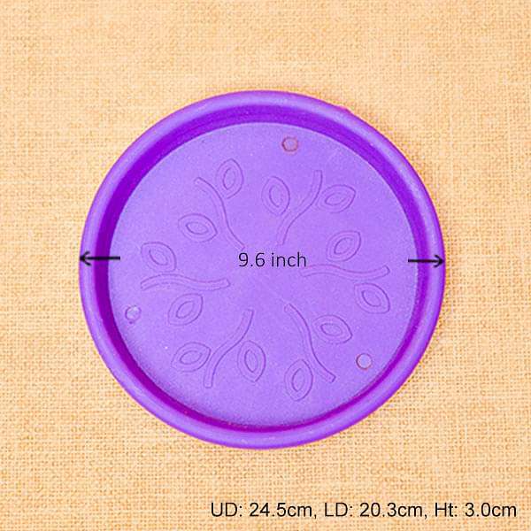 9.6 inch (24 cm) round plastic plate for 10 inch (25 cm) grower pots (violet) (set of 3) 