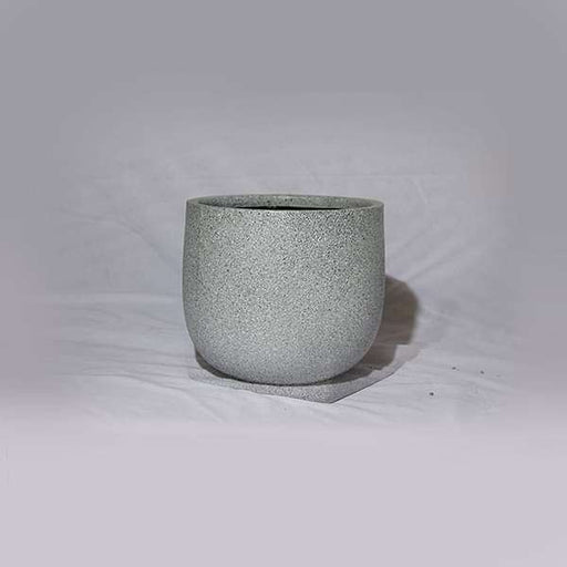 9 inch (23 cm) oth - 11 stone finish round fiberglass planter (grey)