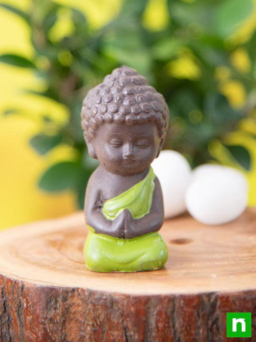 praying buddha plastic miniature garden toy (green - 1 piece