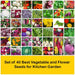 set of 40 best vegetable and flower seeds for kitchen garden 