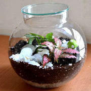 round flask colorful terrarium (4in ht) 